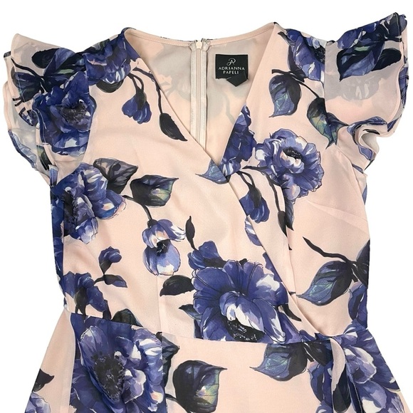 Adrianna Papell Geranium Floral Faux Wrap Mini Dress - Picture 8 of 15